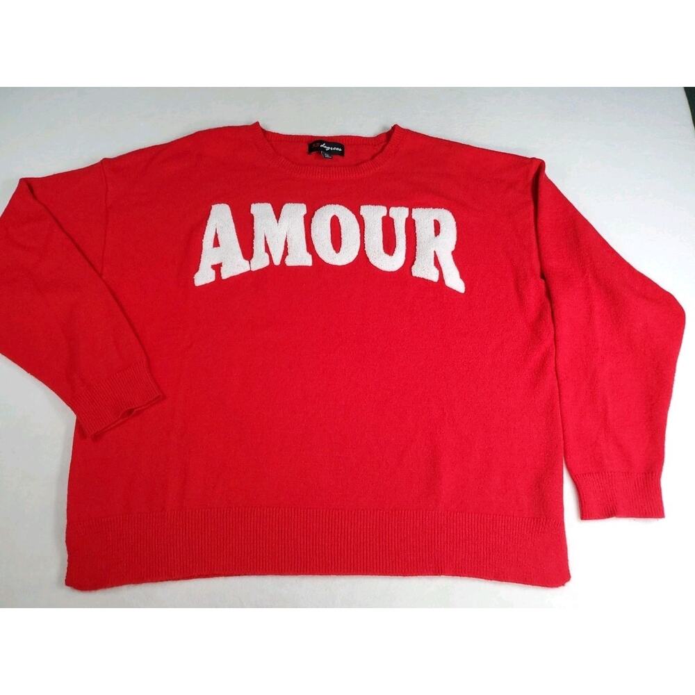 33 Degrees Women's Amour Graphic Sweater - Red 2X